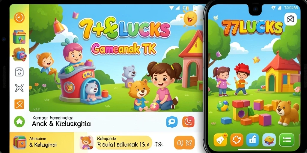 Tampilan antarmuka utama <strong>77LUCKS</strong> yang cerah dan interaktif untuk permainan anak.
