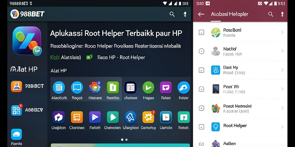 Antarmuka aplikasi Root Helper 988BET yang sederhana dan efektif.