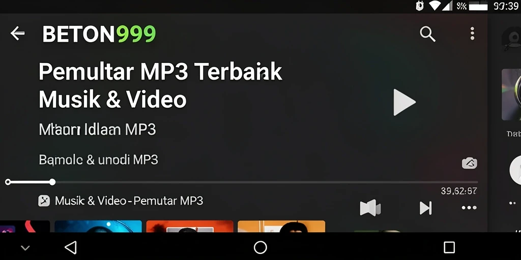 Antarmuka BETON999 yang intuitif dengan fitur pemutar MP3 lengkap.