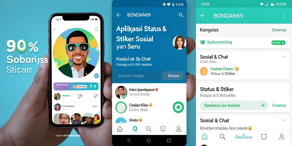 Antarmuka aplikasi BONDAN69 dengan stiker yang menarik.