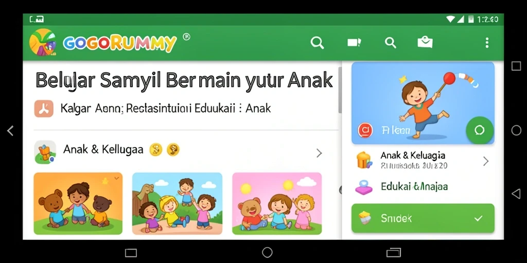 Antarmuka menarik dan ramah anak dari GOGORUMMY.