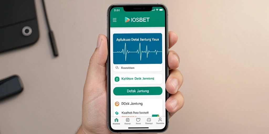 Tampilan antarmuka aplikasi IOSBET untuk pemantauan detak jantung.