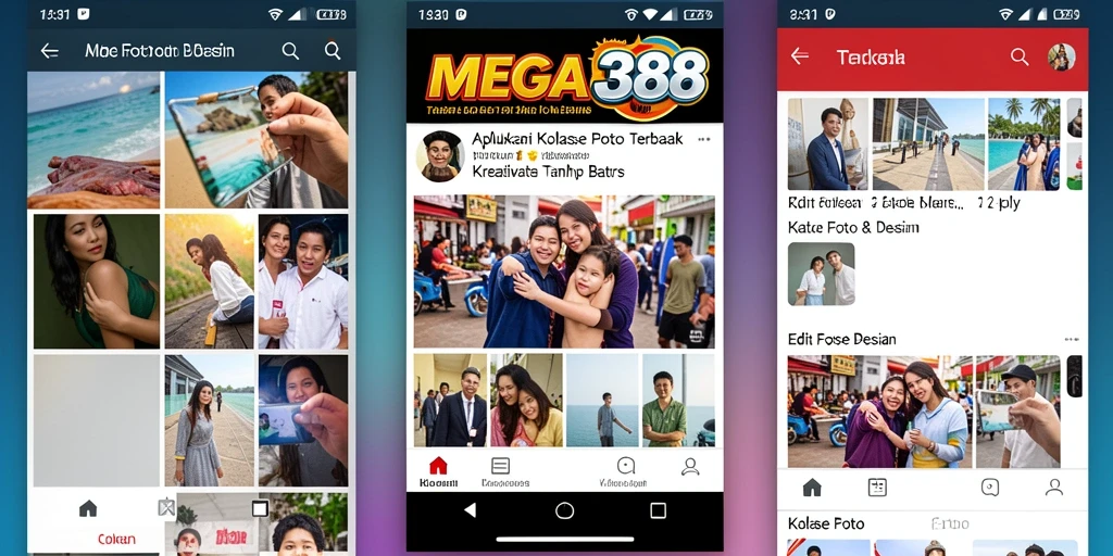 Tampilan antarmuka <strong>MEGA388</strong> yang intuitif untuk membuat kolase foto.