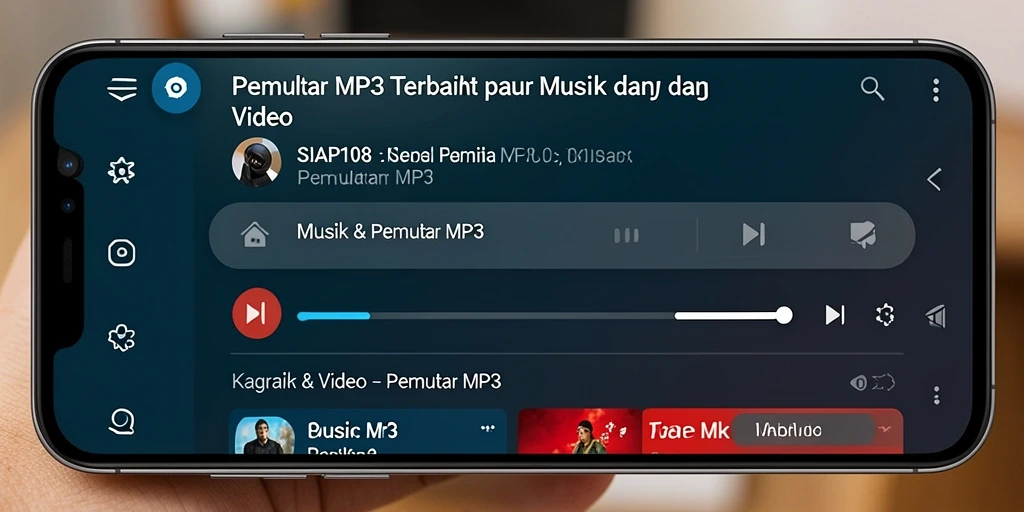 Antarmuka pengguna SIAP108 untuk pemutar MP3 yang intuitif.
