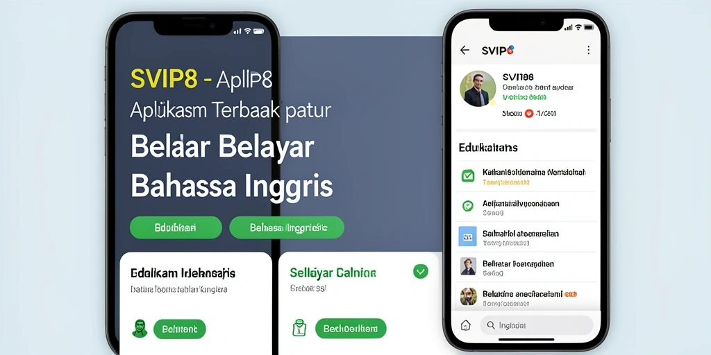 Tampilan antarmuka SVIP8 yang modern dan interaktif untuk belajar bahasa Inggris.